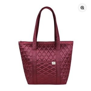 NaRaYa Burgundy Satin Quilted Tote Bag NIP